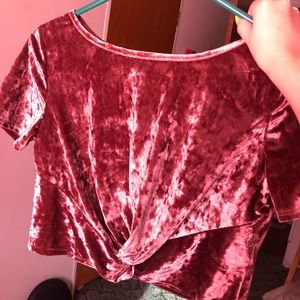 Pink Velvet Tie Knot Top!